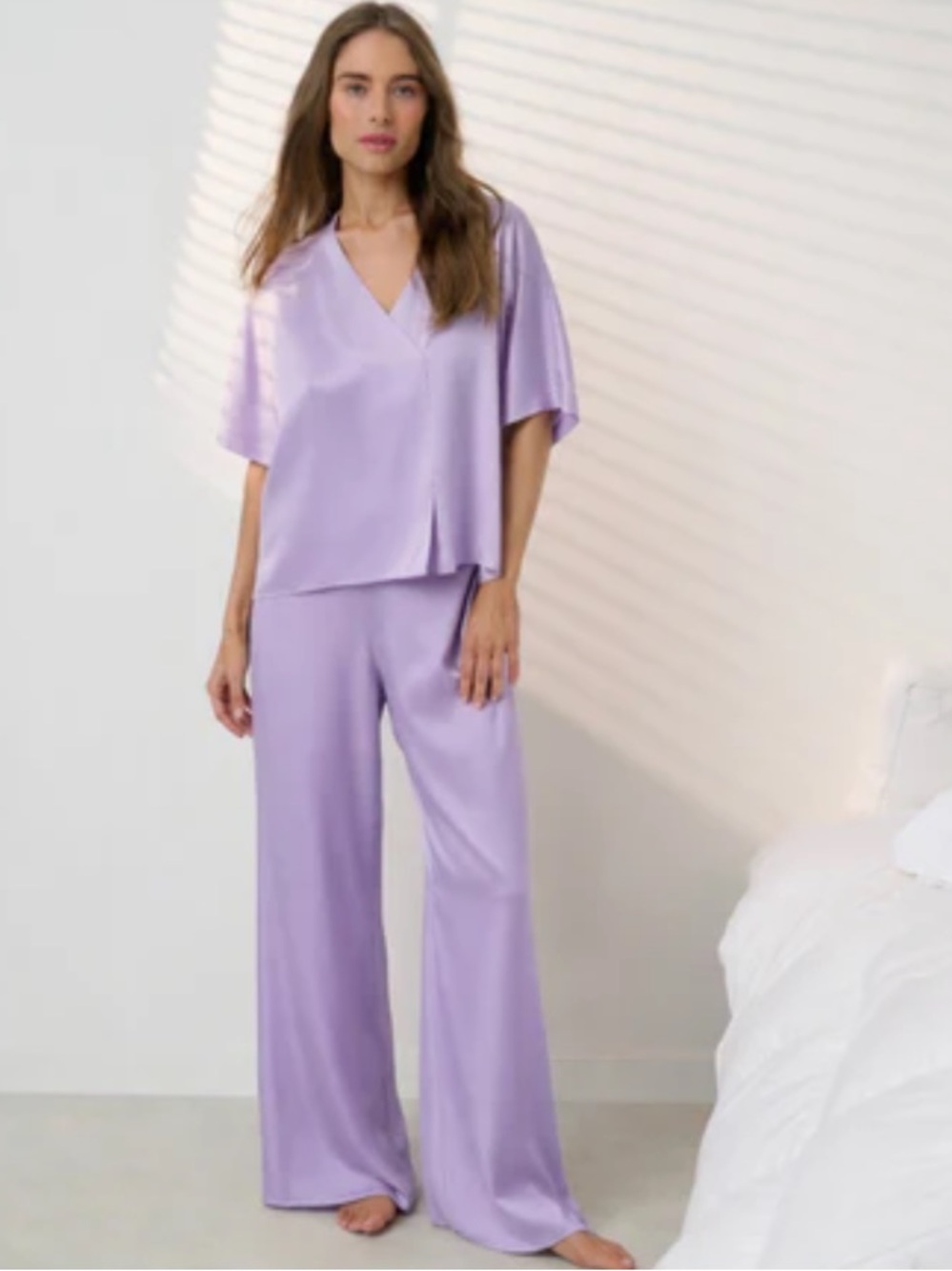 Lunya Washable Silk Crossover Pant pajama Set